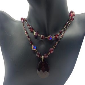 Vintage Avon Garnet Beaded Layered Necklace